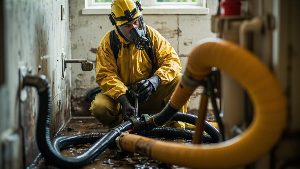 Sanitary sewage cleanup and toilet overflow repair