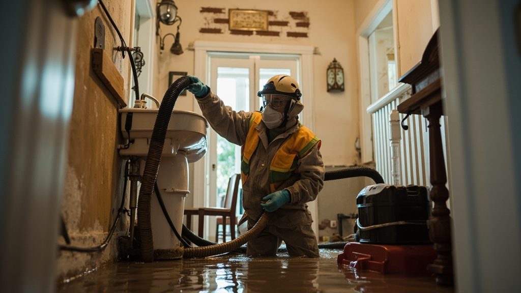 Sanitary sewage cleanup and toilet overflow repair